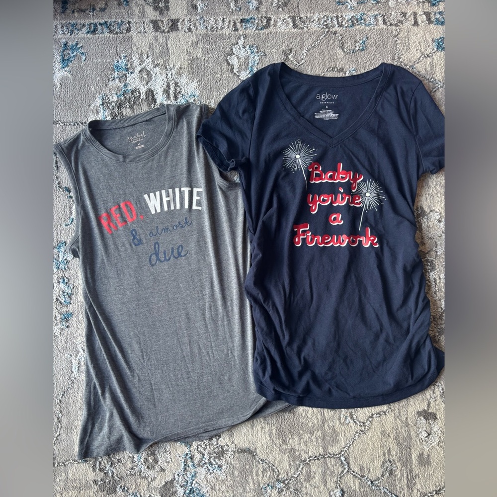 Maternity Americana Short Sleeve T-Shirt Bundle - Size XS & Small